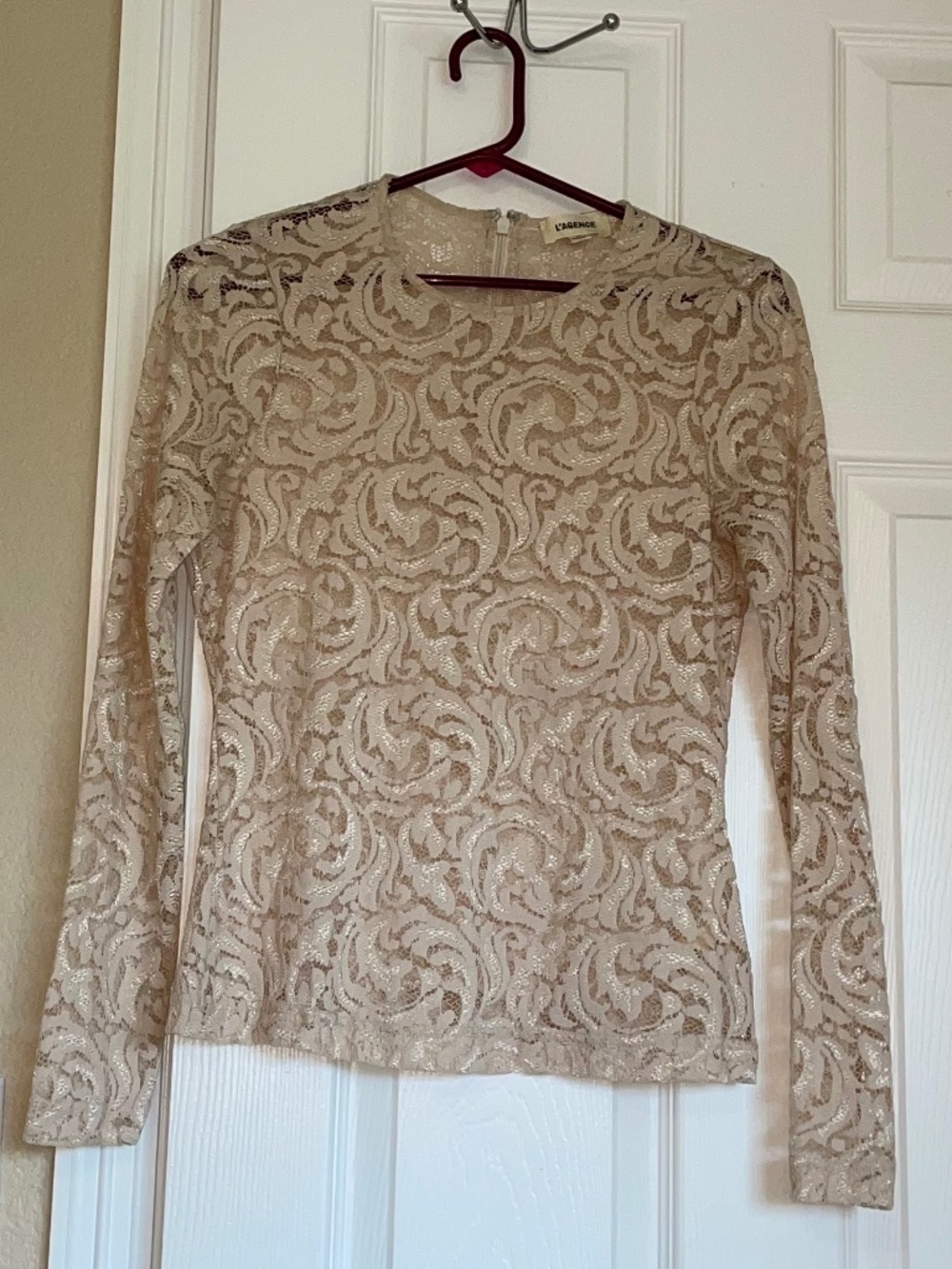 L’AGENCE Annika Lace Top in Champagne - Size Small